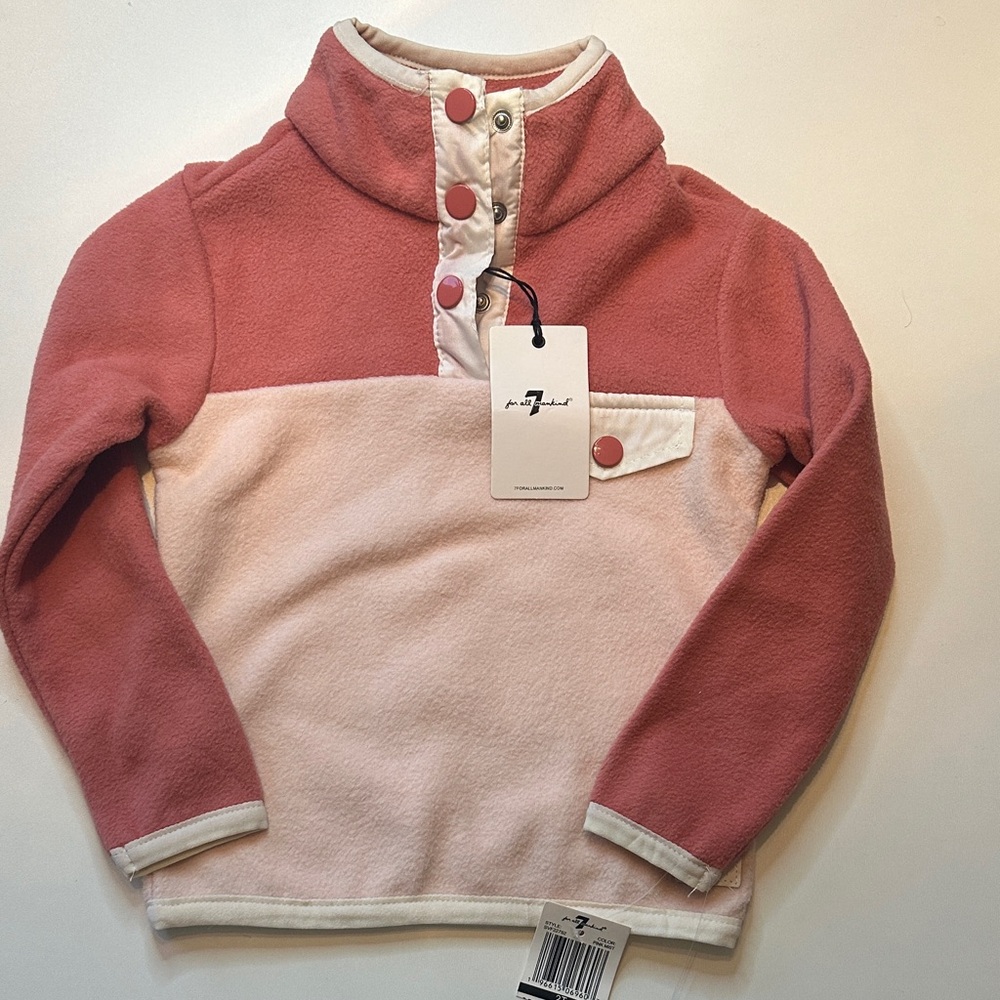 7 For All Mankind Pink Fleece Pull Over